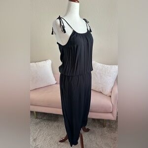 Victoria's Secret Jumpsuit Joggers Romper Black Tie String Straps Womens M Beach